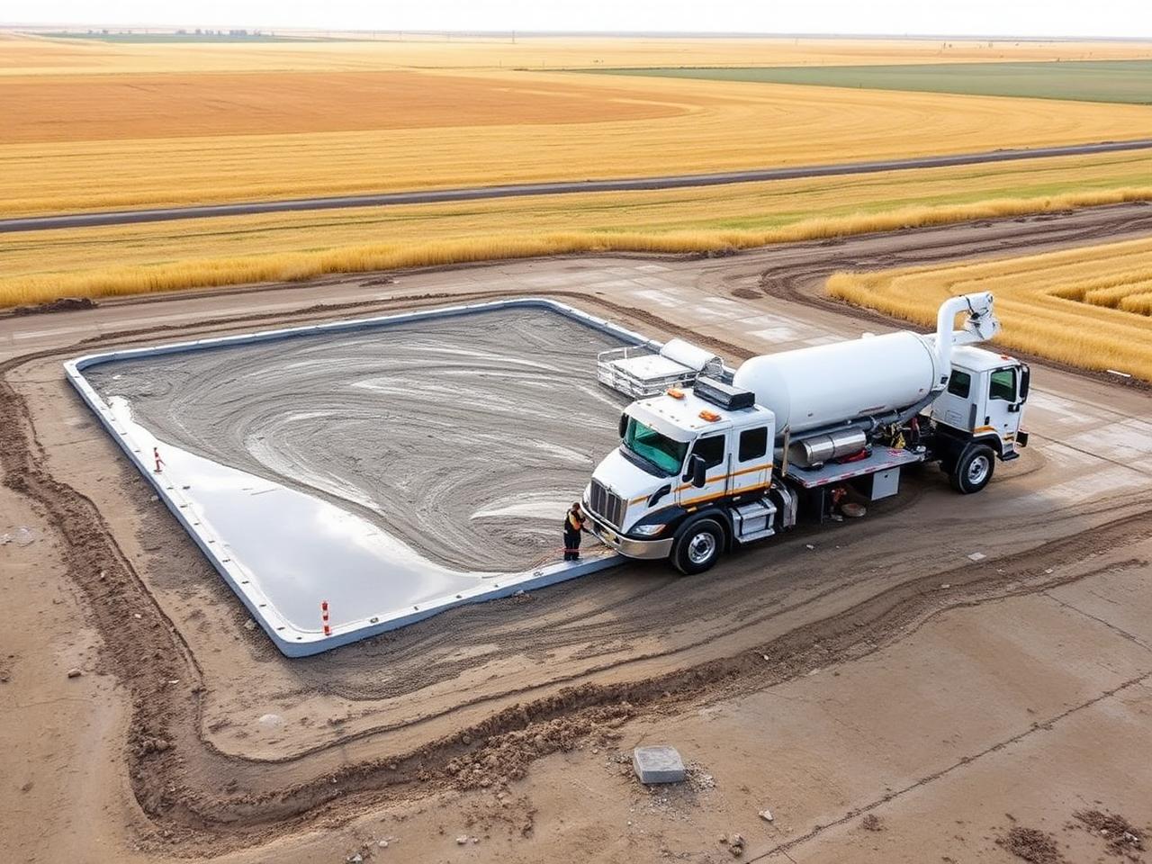 Agricultural bin pad pour on Saskatchewan farm