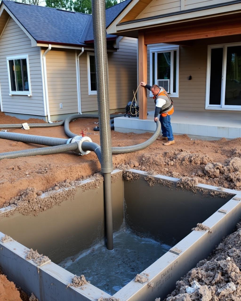 Residential foundation concrete pour